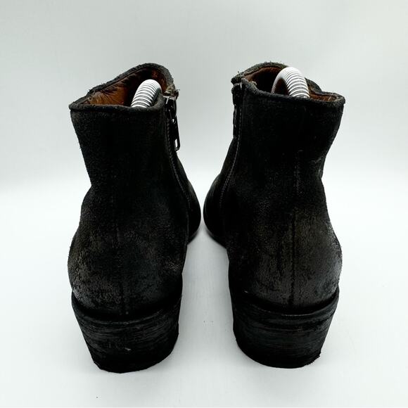 Frye Carson Piping Boho Bootie Distressed Ankle Boot In Black Suede Size 7.5 - Picture 7 of 12